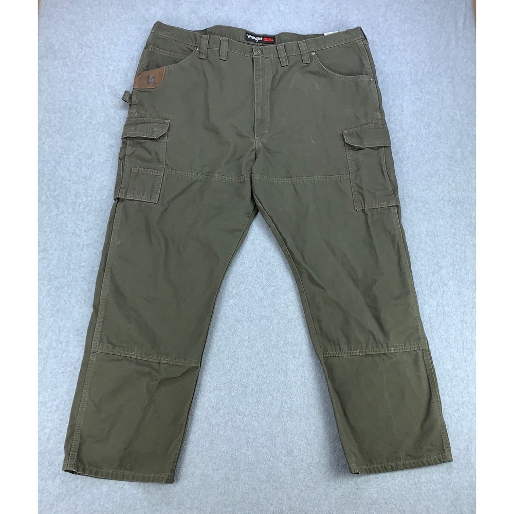 Wrangler Riggs Workwear Pants Mens 46x30 Green Ripstop Cargo Ranger Relaxed Fit